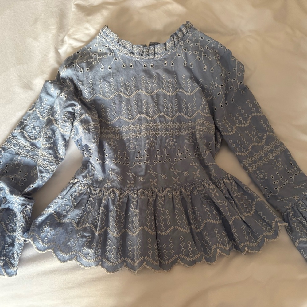 American Eagle - Lace Embroidered High Neck Blouse Size Large